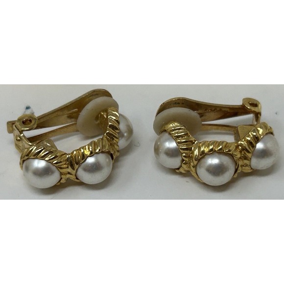 Vintage Clip-On Earring Lot 1980s-90s‎ Bold Enamel Pearl Beaded Statement Retro - Picture 2 of 8